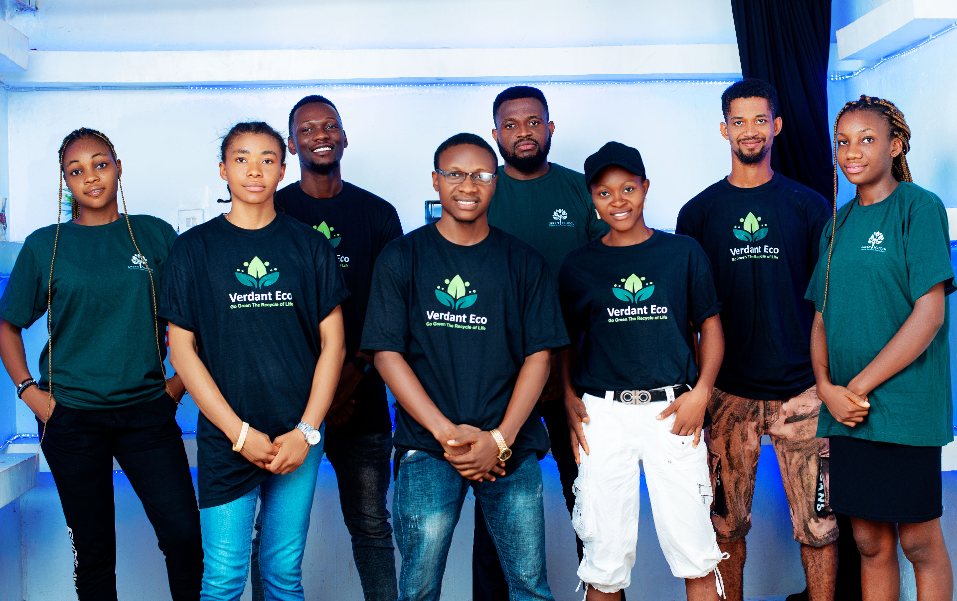 The core and outreach teams of Verdant Eco — the organisation Joseph founded and leads to drive environmental education and climate action across Anambra.