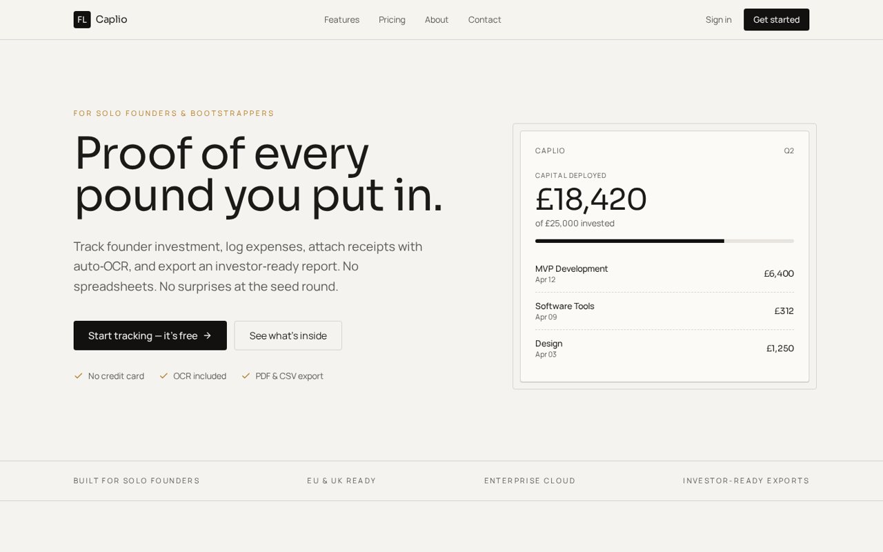 Caplio — live site preview